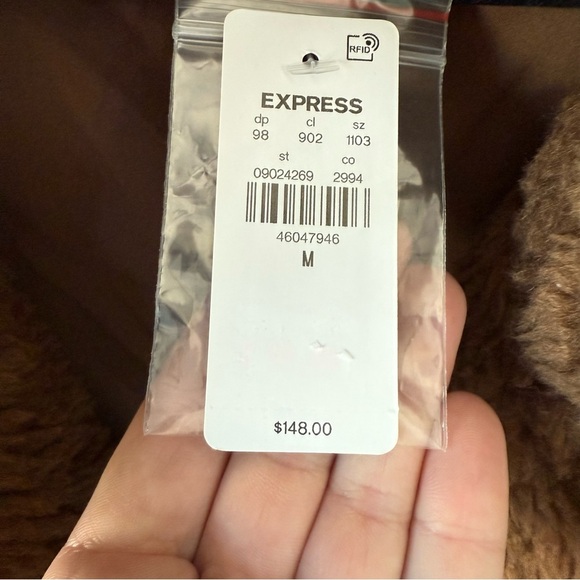 Express Womens Teddy Cinched Back Brown Vest Size Medium - Picture 10 of 16